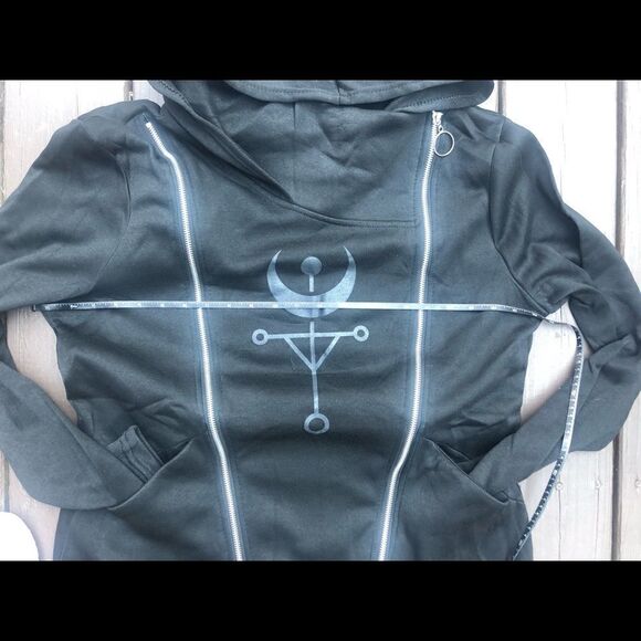 Gothic Hoodie Jacket with pockets and double zippers. - Picture 10 of 10